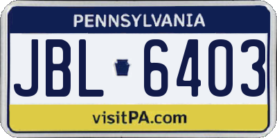 PA license plate JBL6403