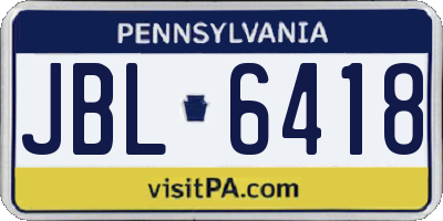 PA license plate JBL6418