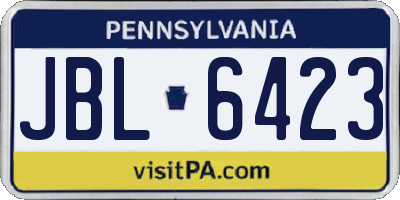 PA license plate JBL6423