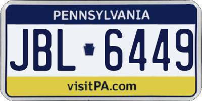 PA license plate JBL6449