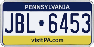 PA license plate JBL6453