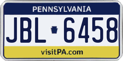 PA license plate JBL6458