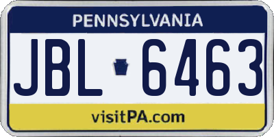 PA license plate JBL6463