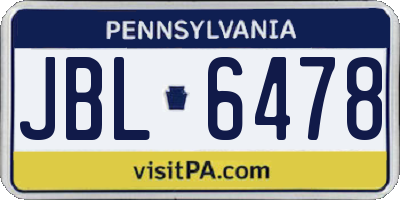 PA license plate JBL6478