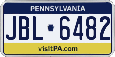 PA license plate JBL6482