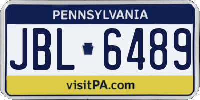 PA license plate JBL6489