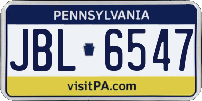 PA license plate JBL6547