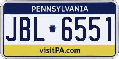 PA license plate JBL6551