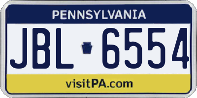 PA license plate JBL6554