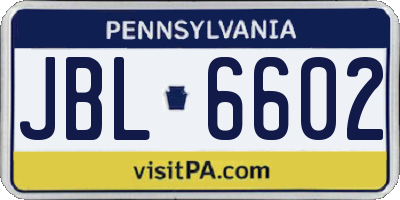 PA license plate JBL6602