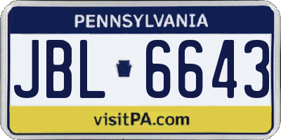 PA license plate JBL6643