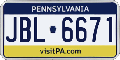PA license plate JBL6671