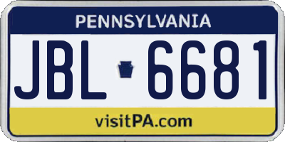 PA license plate JBL6681
