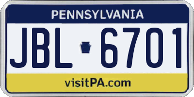 PA license plate JBL6701