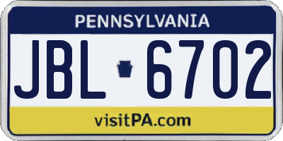 PA license plate JBL6702