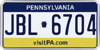 PA license plate JBL6704