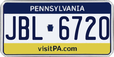 PA license plate JBL6720