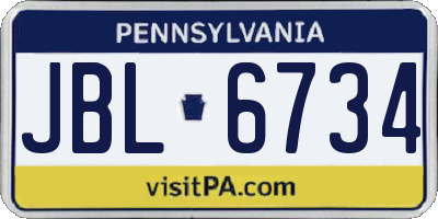 PA license plate JBL6734