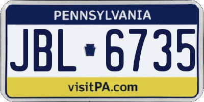 PA license plate JBL6735