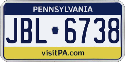 PA license plate JBL6738