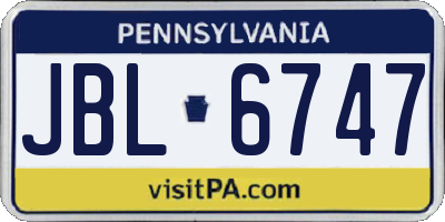 PA license plate JBL6747
