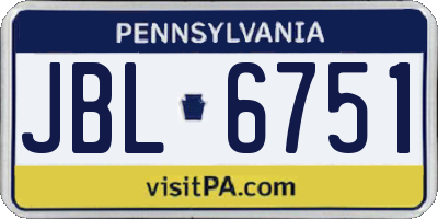 PA license plate JBL6751