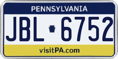 PA license plate JBL6752
