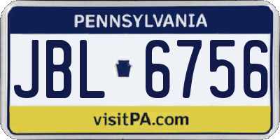 PA license plate JBL6756