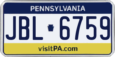 PA license plate JBL6759