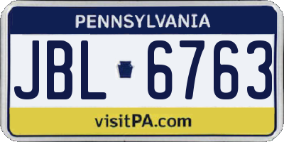 PA license plate JBL6763