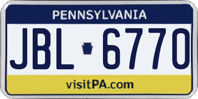 PA license plate JBL6770