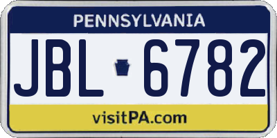 PA license plate JBL6782