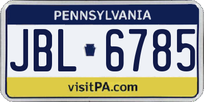PA license plate JBL6785