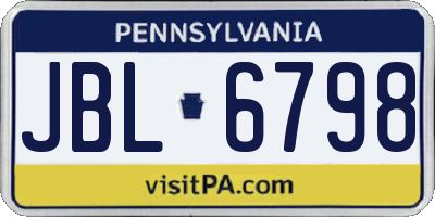 PA license plate JBL6798