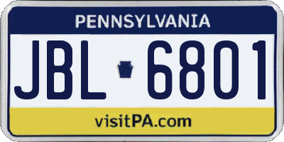 PA license plate JBL6801