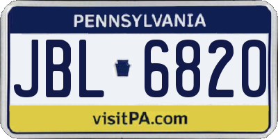 PA license plate JBL6820