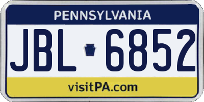 PA license plate JBL6852