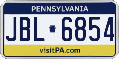 PA license plate JBL6854