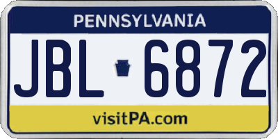 PA license plate JBL6872