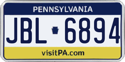 PA license plate JBL6894