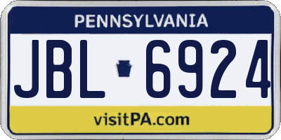 PA license plate JBL6924