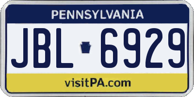 PA license plate JBL6929