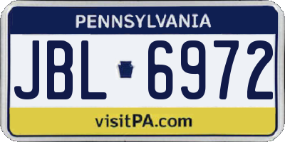 PA license plate JBL6972