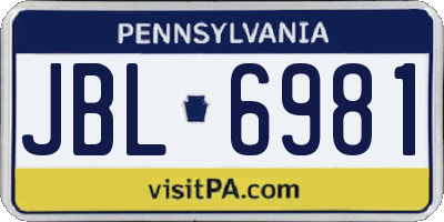 PA license plate JBL6981