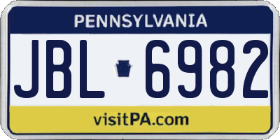 PA license plate JBL6982