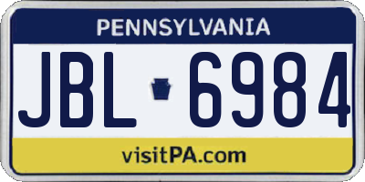 PA license plate JBL6984