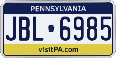 PA license plate JBL6985