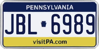 PA license plate JBL6989