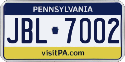 PA license plate JBL7002