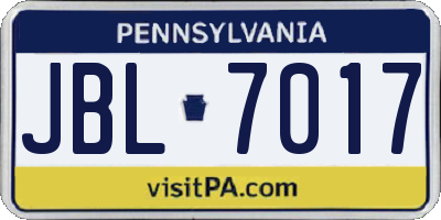 PA license plate JBL7017